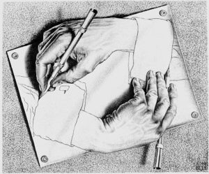  "Drawning Hands" автор: M.C.Escher 